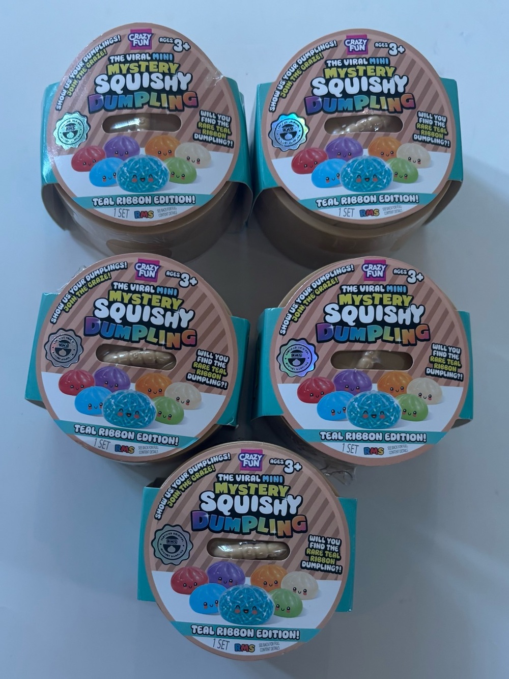 RMS the viral mini squishies Teal ribbon edition 5 total NEW SEALED